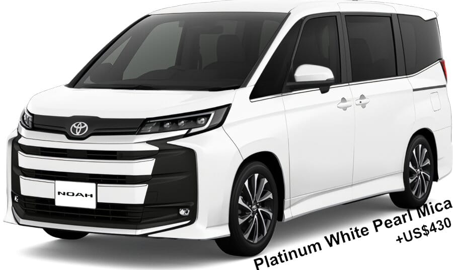 Toyota Noah Hybrid SZ body color: Platinum White Pearl Mica (+US$430)
